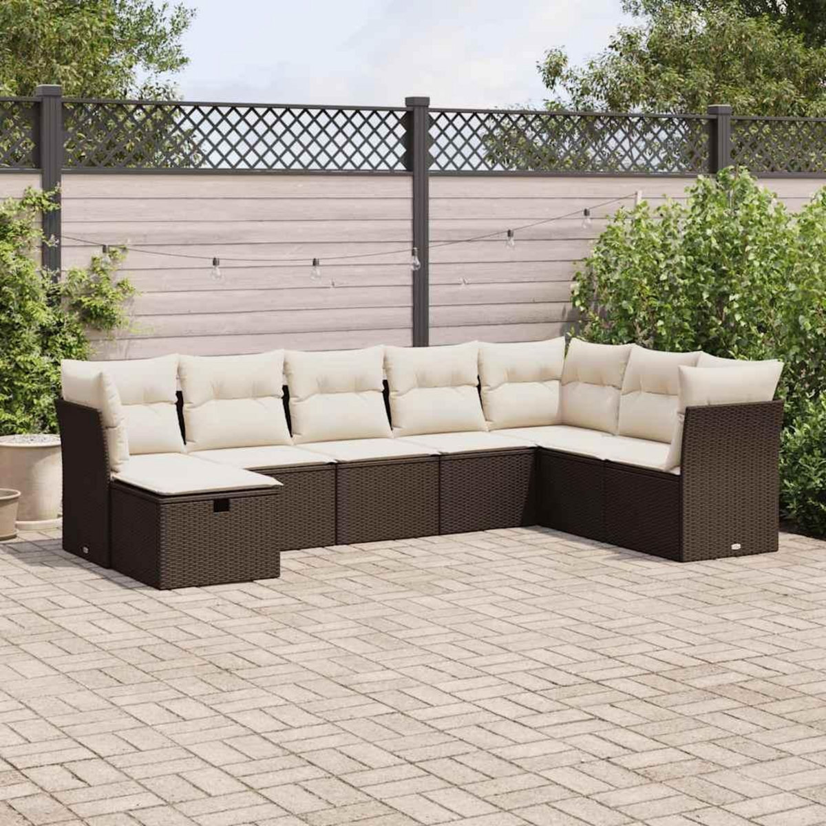 VIDAXL Salon de jardin 8 pcs avec coussins marron resine tressee