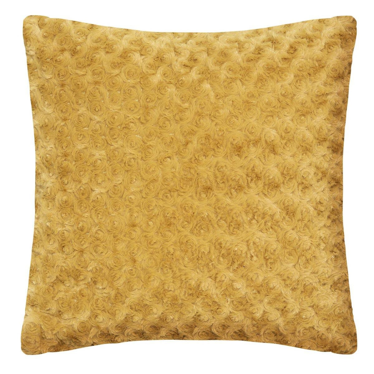 ATMOSPHERA Coussin Imitation Fourrure  Bouclée  45x45cm Ocre
