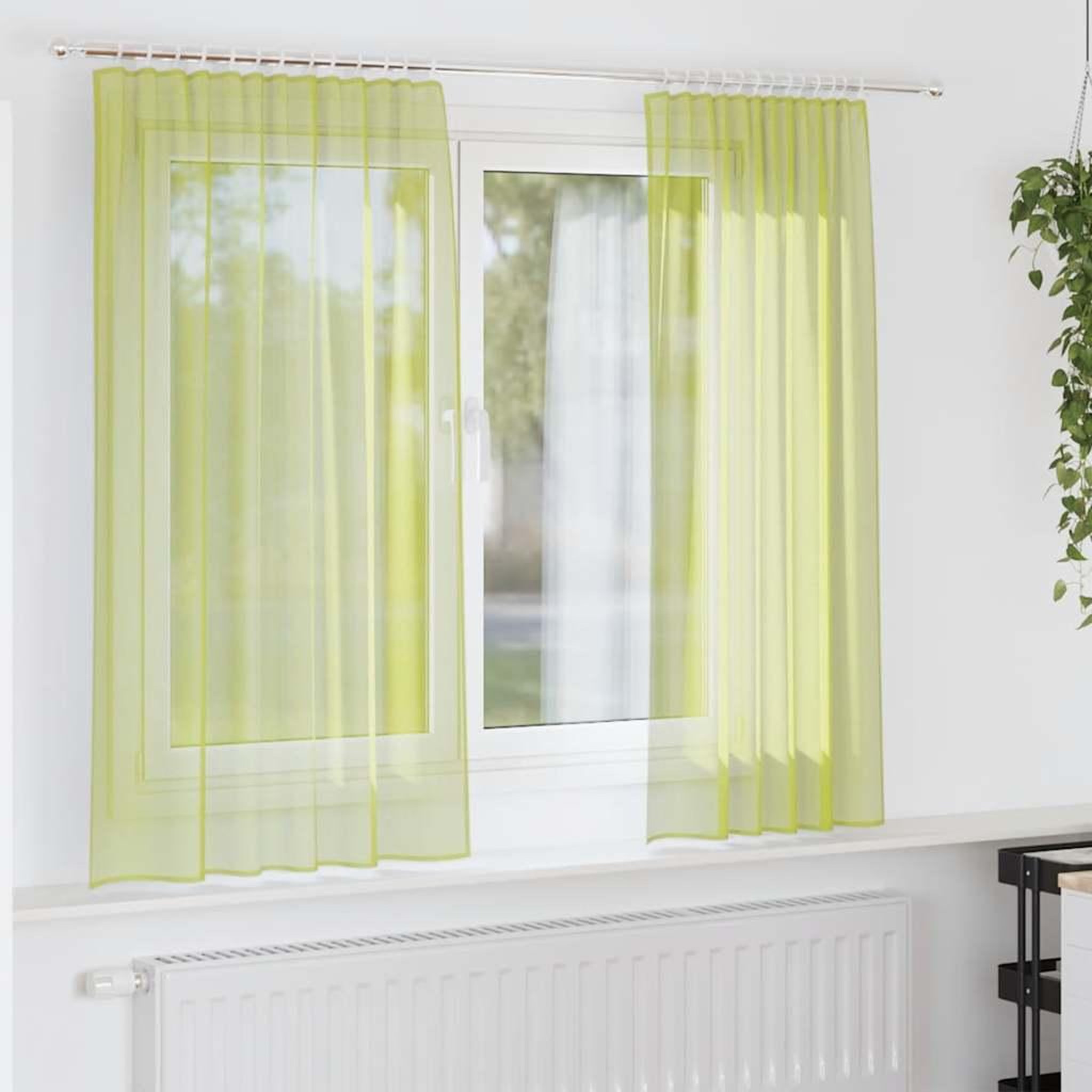 VIDAXL Rideaux en voile avec passants 2 pcs vert pomme