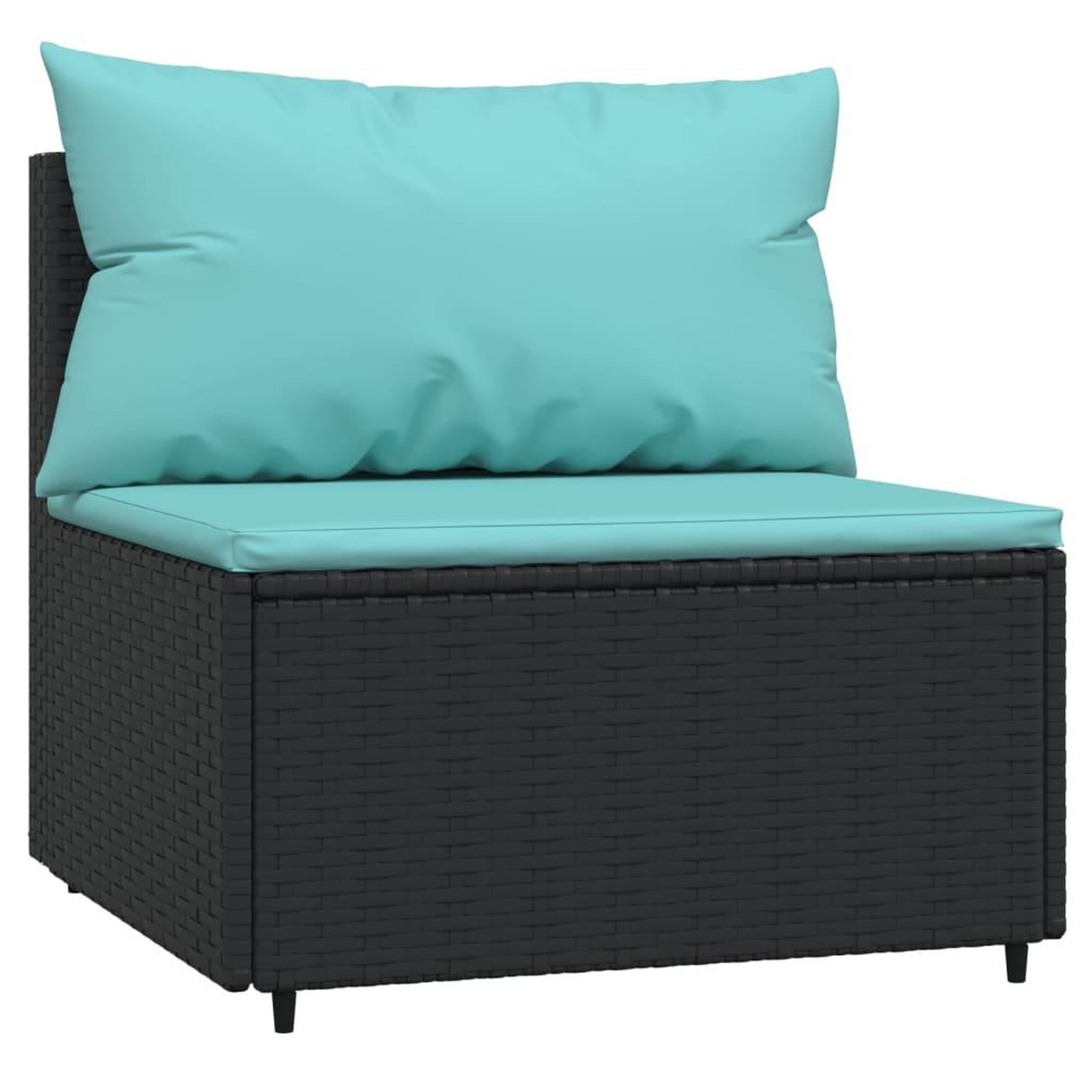 Voir la diapositive 4 : VIDAXL Canapes centraux de jardin et coussins 2pcs Noir Resine tressee