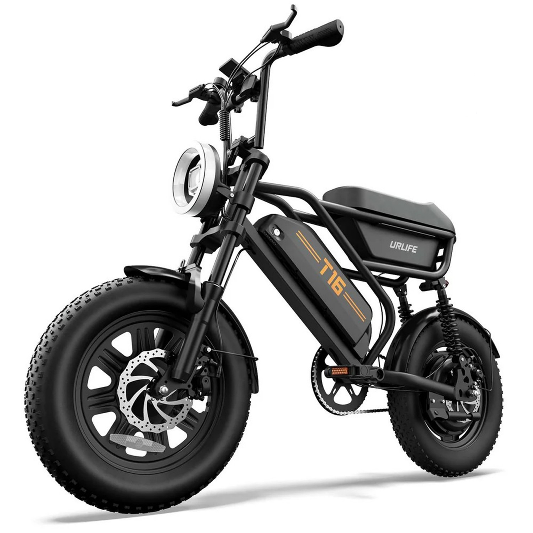 URLIFE Vélo électrique compact urlife t16, fatbike 16 pouces, coffre de rangement sur la selle
