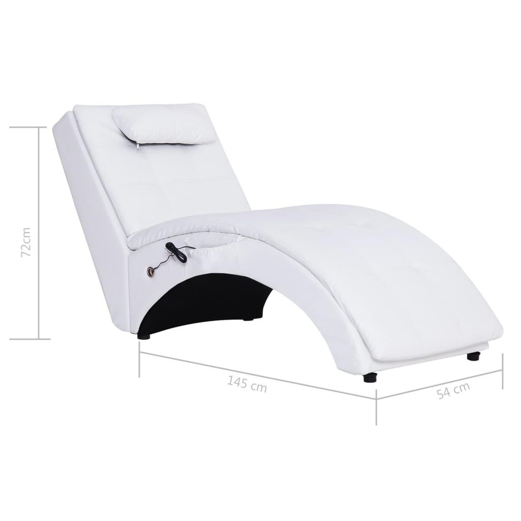Voir la diapositive 6 : VIDAXL Chaise longue de massage avec oreiller Blanc Similicuir