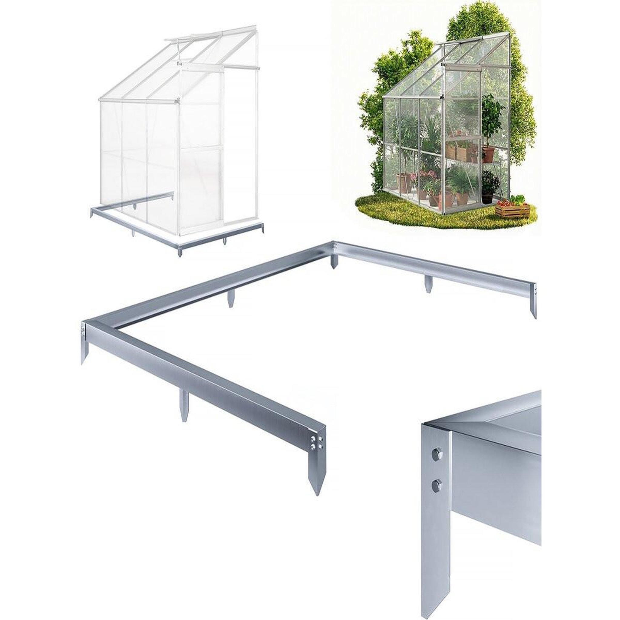 Voir la diapositive 3 : Habitat et Jardin Embase en acier galvanisé pour serre jardin  basilic  - 2,37 m² - gris