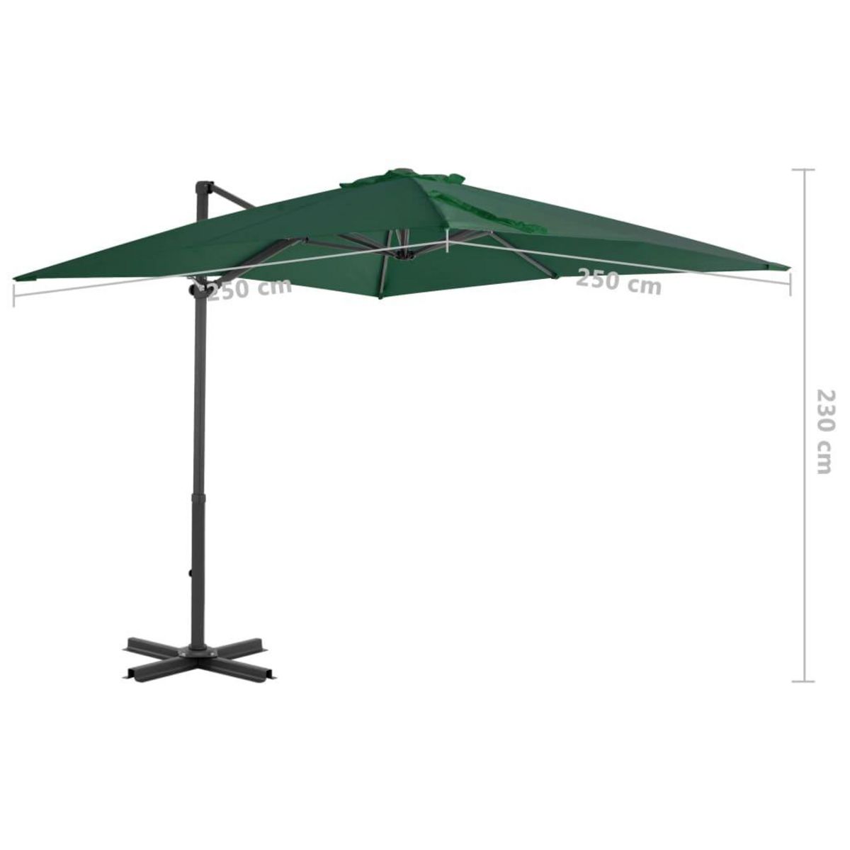 VIDAXL Parasol de jardin en porte-a-faux et poteau en aluminium vert