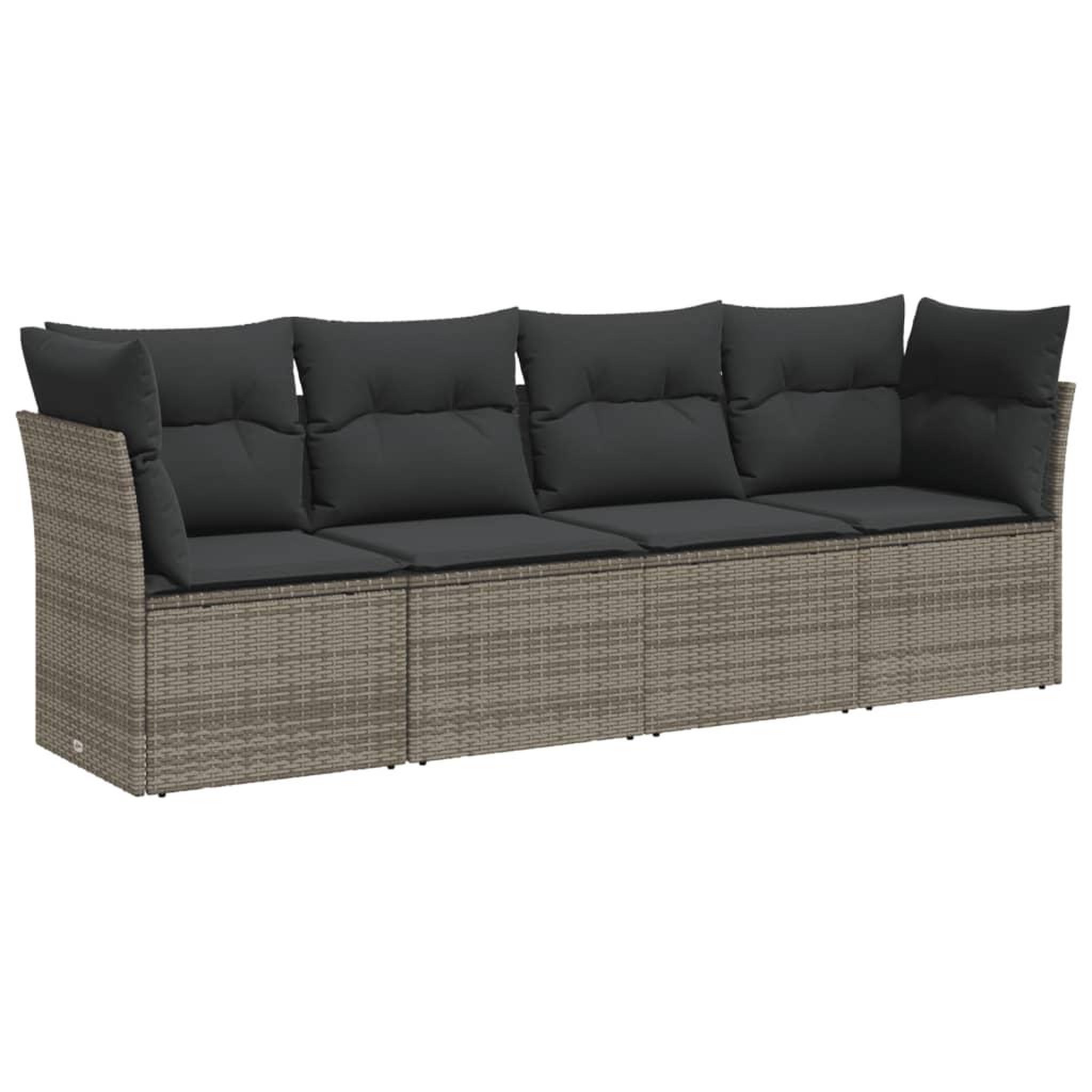 Voir la diapositive 2 : VIDAXL Salon de jardin 4 pcs avec coussins gris resine tressee
