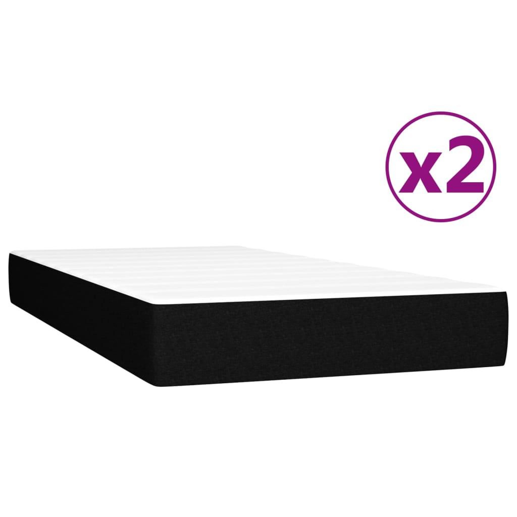 Voir la diapositive 4 : VIDAXL Sommier a lattes de lit avec matelas Noir 200x200 cm Tissu
