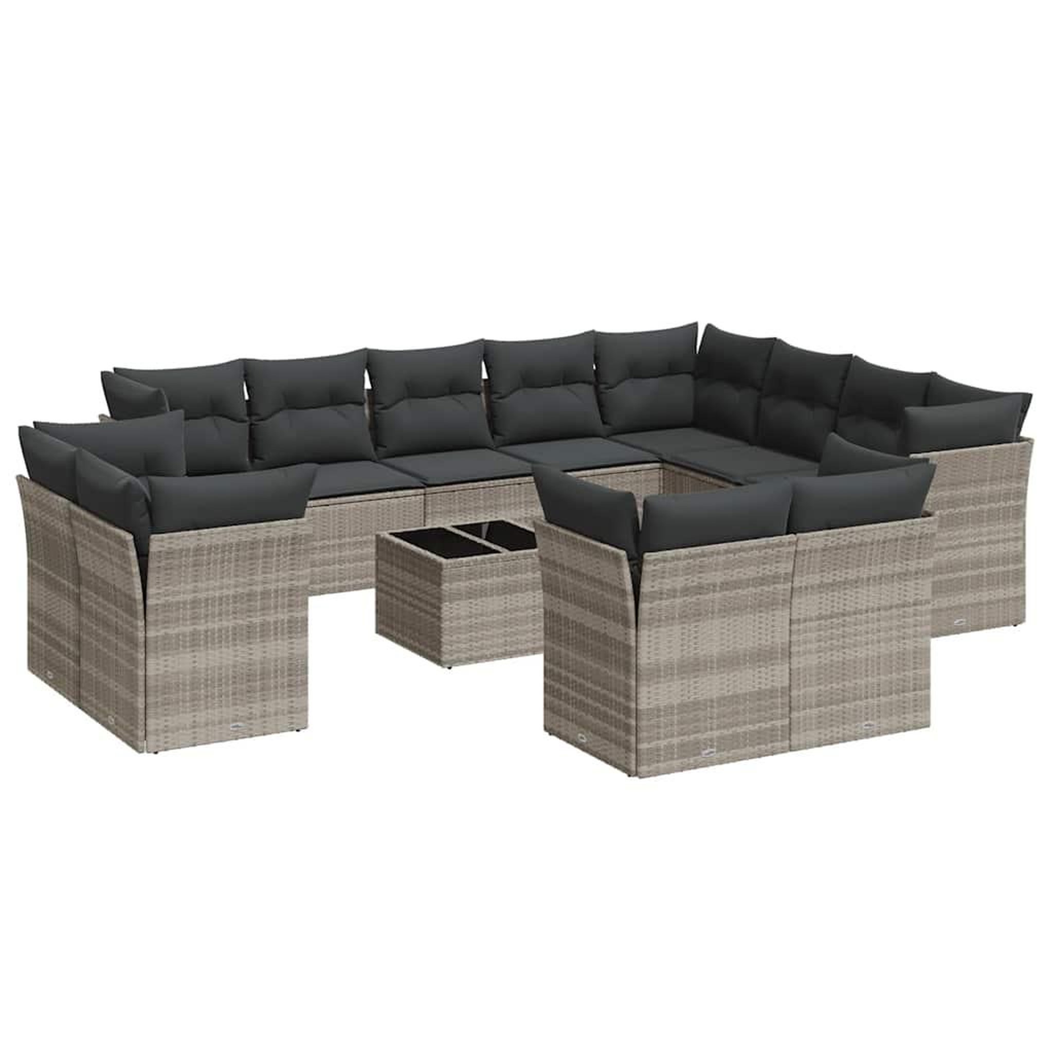 Voir la diapositive 2 : VIDAXL Salon de jardin avec coussins 13 pcs gris clair resine tressee