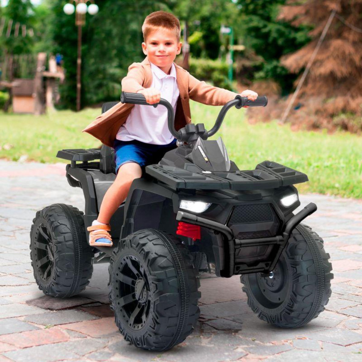 PLAY4FUN Quad électrique 2x 40W pour enfant - avec 4 suspensions, Marche AV/AR et Système audio