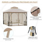 Voir la diapositive 6 : OUTSUNNY Pavillon de jardin tonnelle barnum style colonial double toit toiles moustiquaires amovibles zippées dim. 2,95L x 2,95l x 2,75H m beige noir