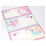 GLOBAL GIFT 12 étiquettes adhésives scolaires - Rectangle - Licornes magiques