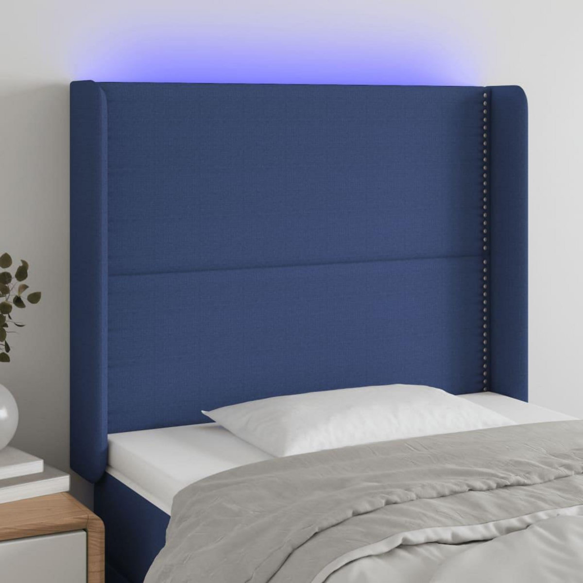 VIDAXL Tete de lit a LED Bleu 103x16x118/128 cm Tissu