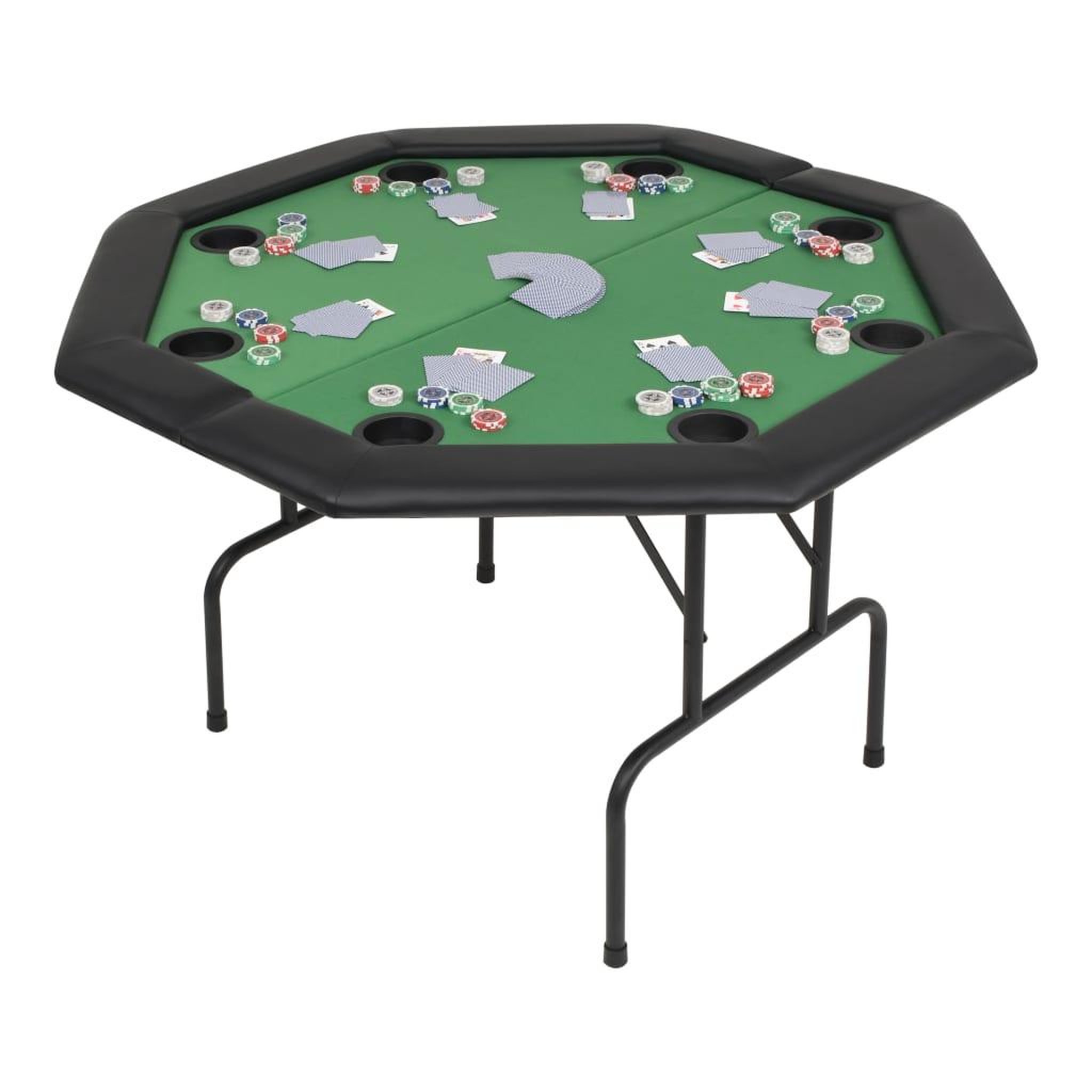 Voir la diapositive 1 : VIDAXL Table de poker pliable pour 8 joueurs 2 plis Octogonale Vert