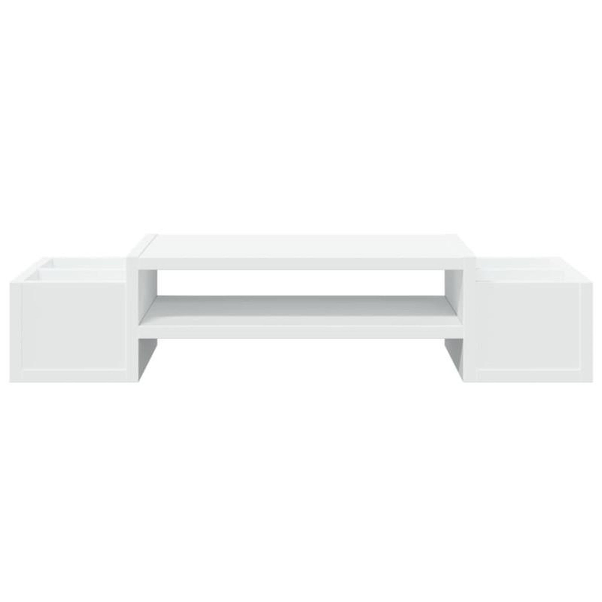 Voir la diapositive 4 : VIDAXL Support de moniteur avec rangement blanc bois d ingénierie