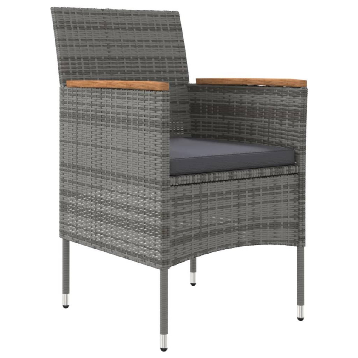 VIDAXL Ensemble a manger de jardin et coussins 3 pcs Gris et noir