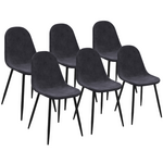 ID MARKET Lot de 6 chaises DALI en velours gris foncé pour salle à manger