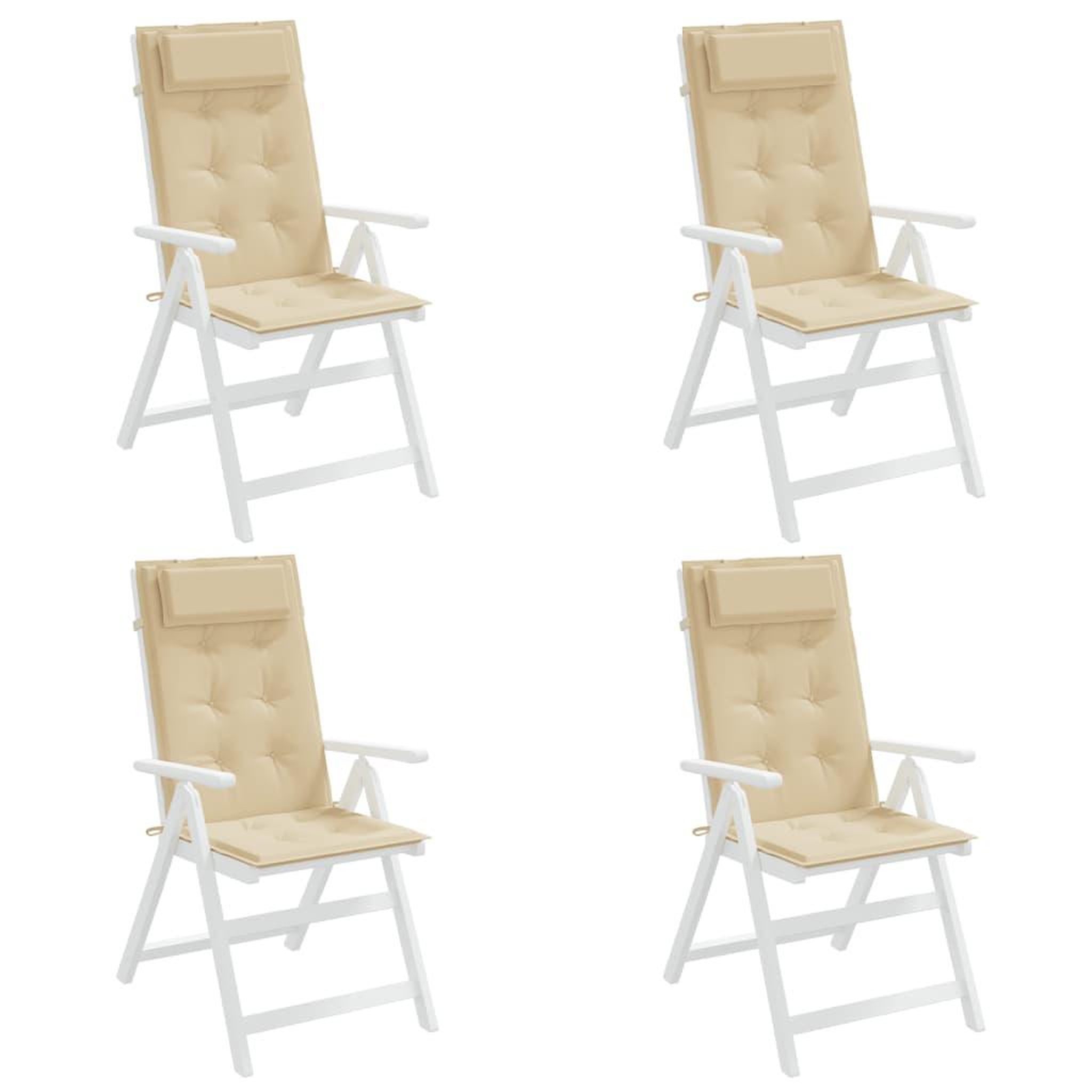 Voir la diapositive 4 : VIDAXL Coussins de chaise a dossier haut lot de 4 beige tissu oxford