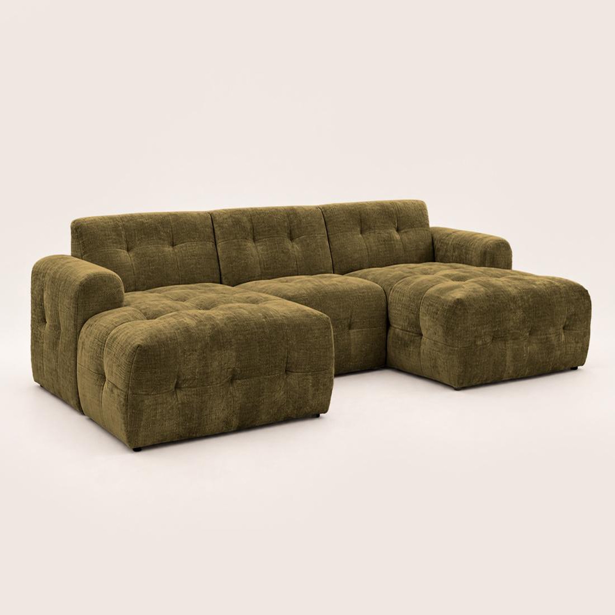Voir la diapositive 6 : BEST MOBILIER Diane - canapé panoramique en u 6 places en velours texturé