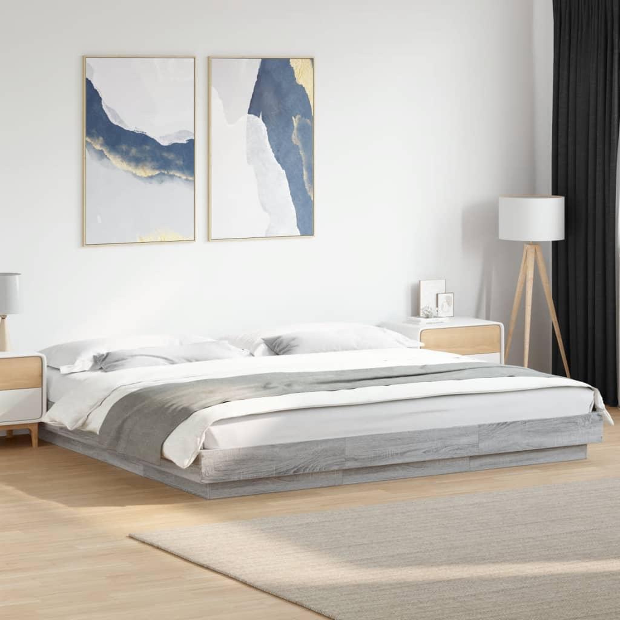 VIDAXL Cadre de lit et lumieres LED sans matelas sonoma gris 180x200cm