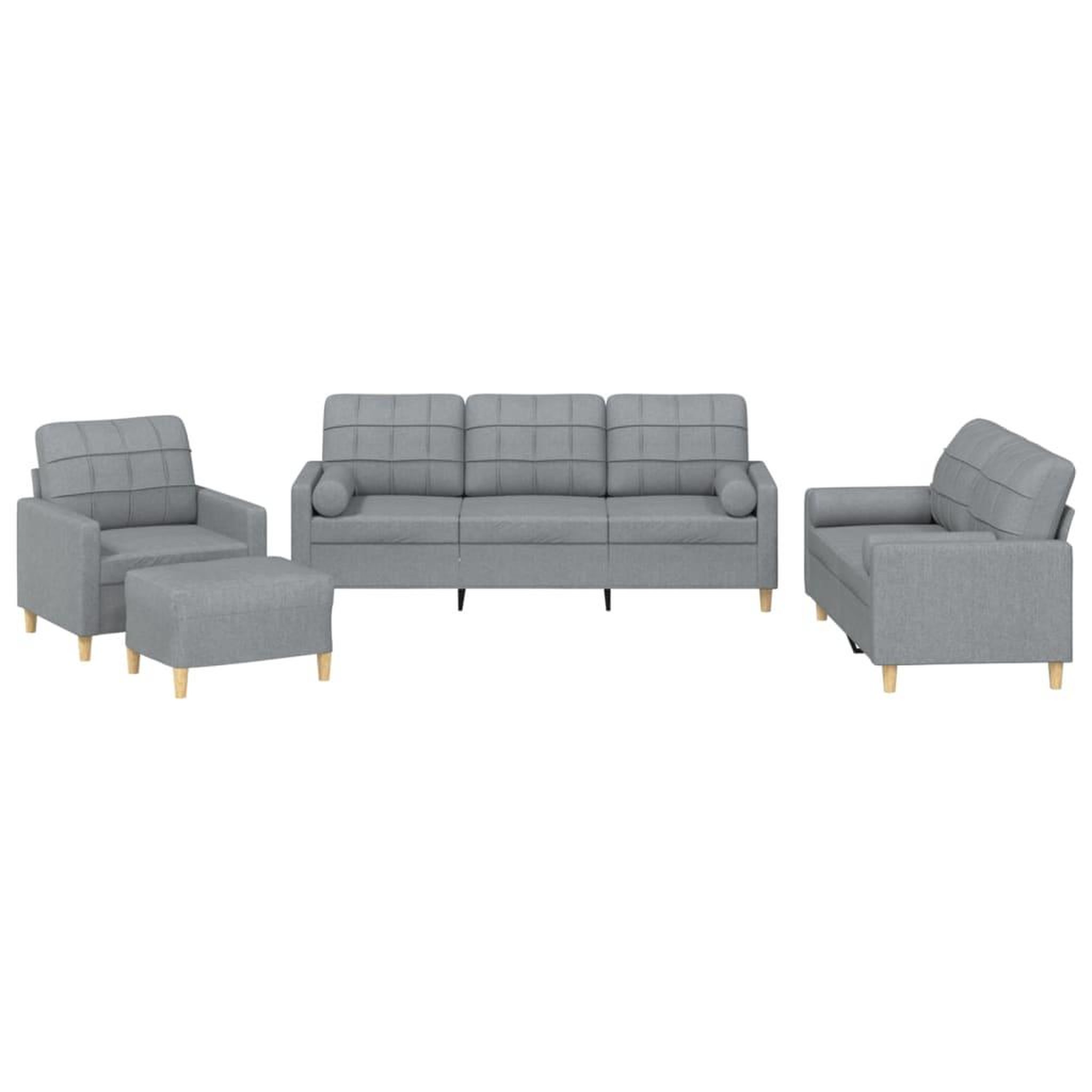 Voir la diapositive 2 : VIDAXL Ensemble de canapes 4 pcs coussins gris clair tissu