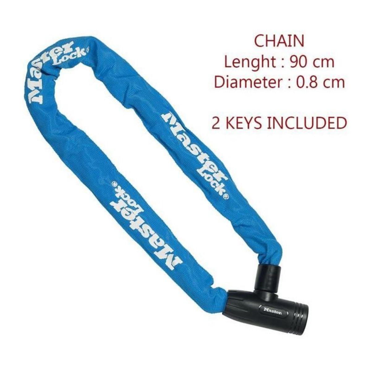 Master lock Chaîne Antivol Vélo [Clé] [90 cm Chaîne] [Bleu] 8391EURDPROCOLB