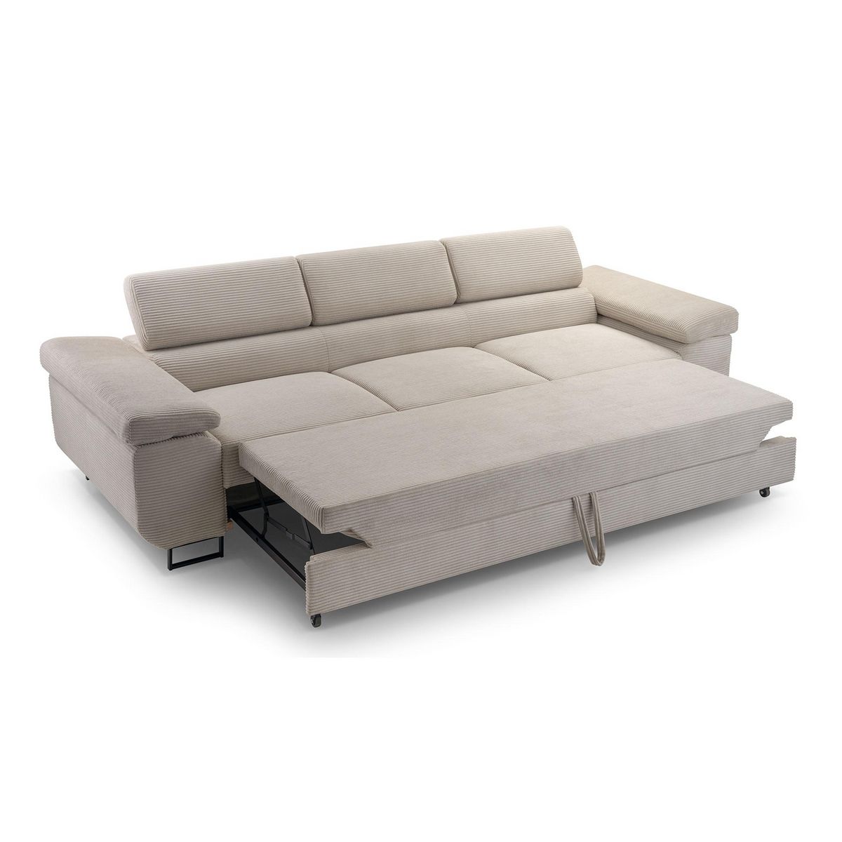 BEST MOBILIER Pablo - canapé 3 places - convertible avec têtières réglables - en velours côtelé