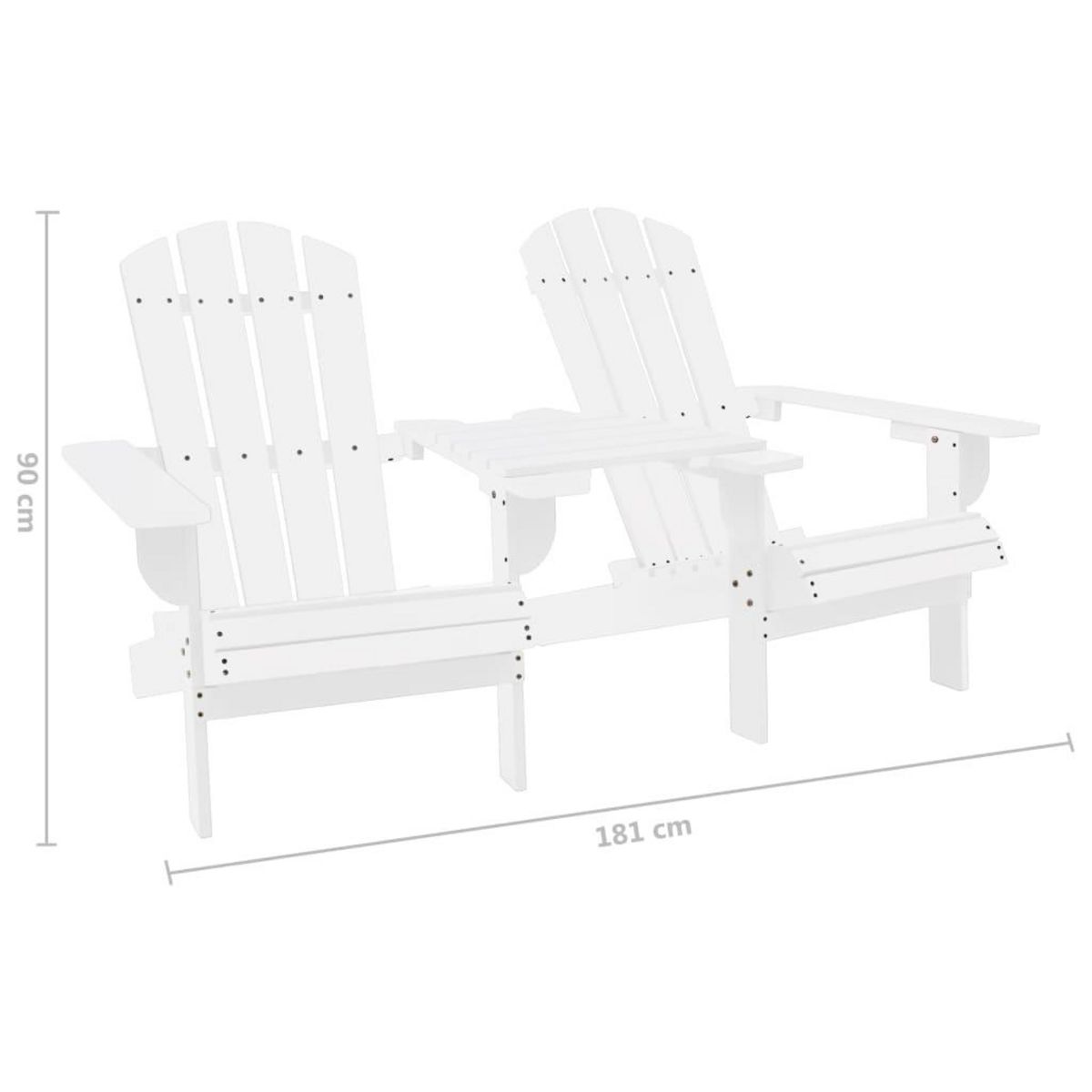 VIDAXL Chaises de jardin Adirondack avec table bois de sapin blanc