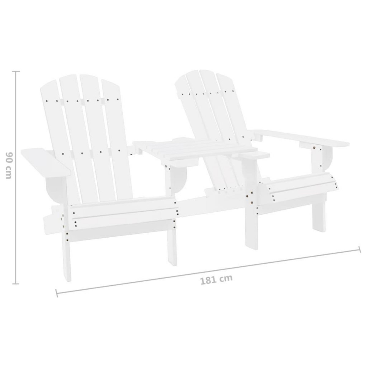VIDAXL Chaises de jardin Adirondack avec table bois de sapin blanc