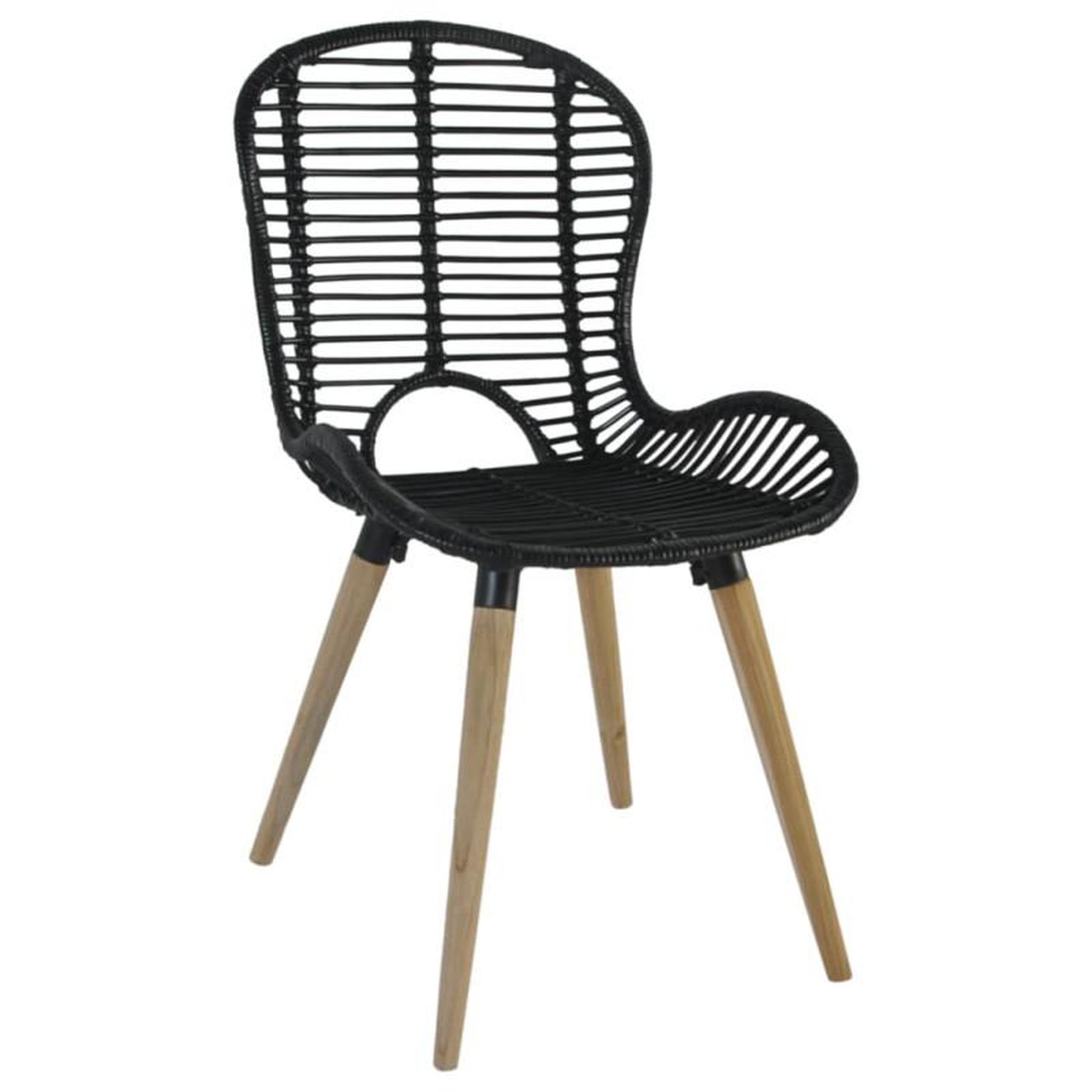 Voir la diapositive 3 : VIDAXL Chaises à manger lot de 2 noir rotin naturel