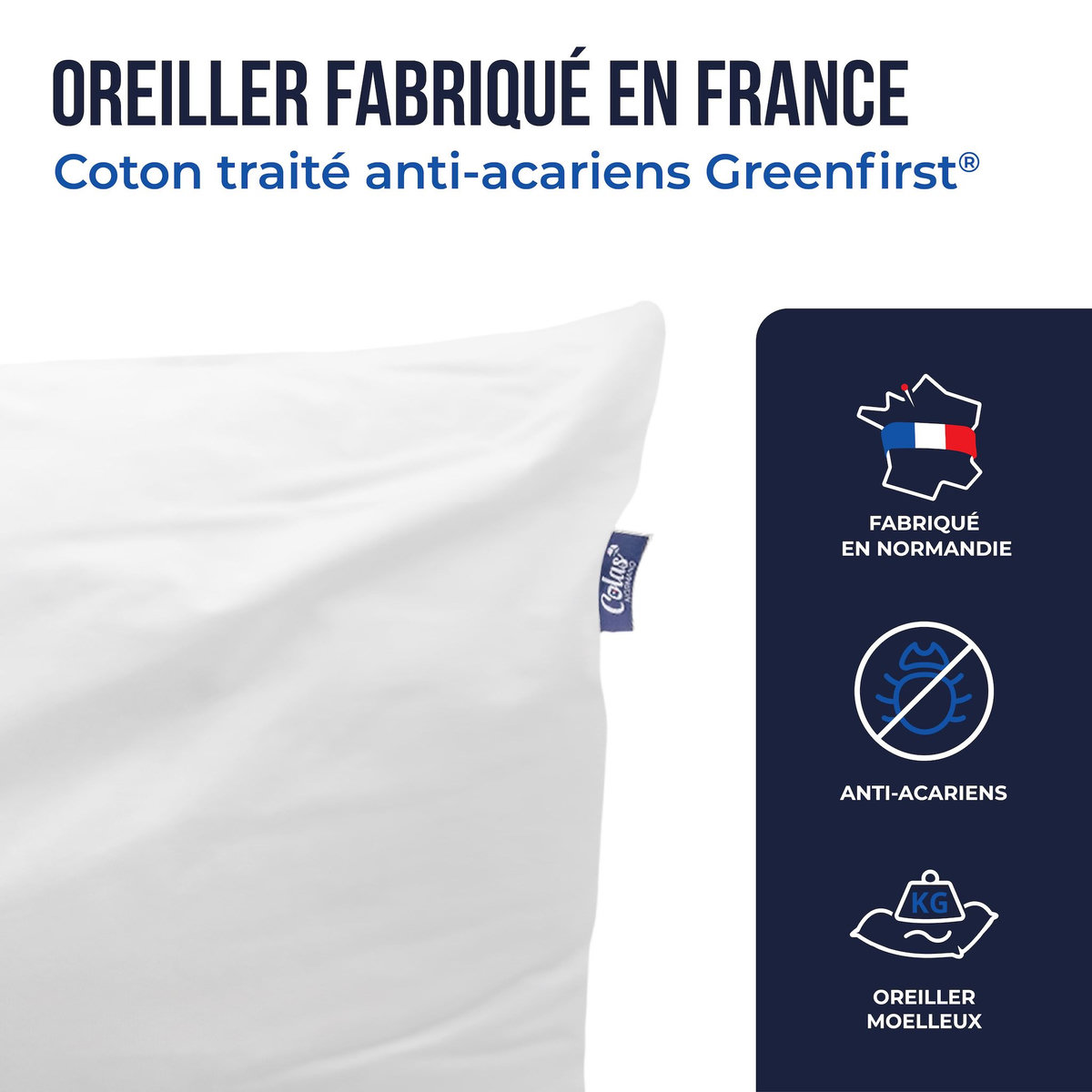 COLAS NORMAND Oreiller Colas Normand anti-acariens GreenFirst® 45X70 cm