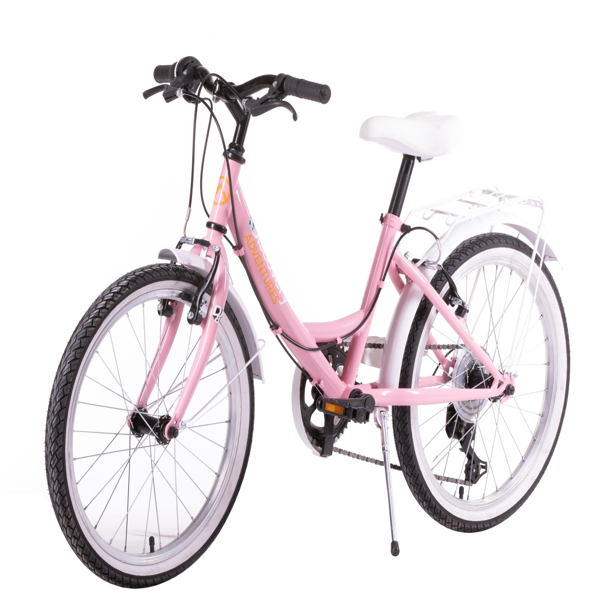 Voir la diapositive 2 : DISCOVERY ADVENTURES Vélo enfant - VTC 20'' Rigide Fille (120/140 cm) acier  Discovery Adventures - Fourche rigide - 6 vitesses - Dérailleur Shimano Ty21 - Freins V-Brake