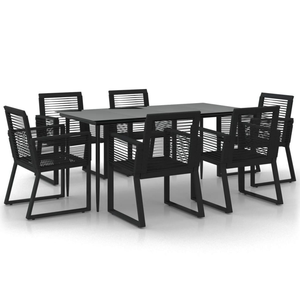 VIDAXL Ensemble a manger de jardin 7 pcs Noir Rotin PVC