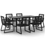 Voir la diapositive 2 : VIDAXL Ensemble a manger de jardin 7 pcs Noir Rotin PVC