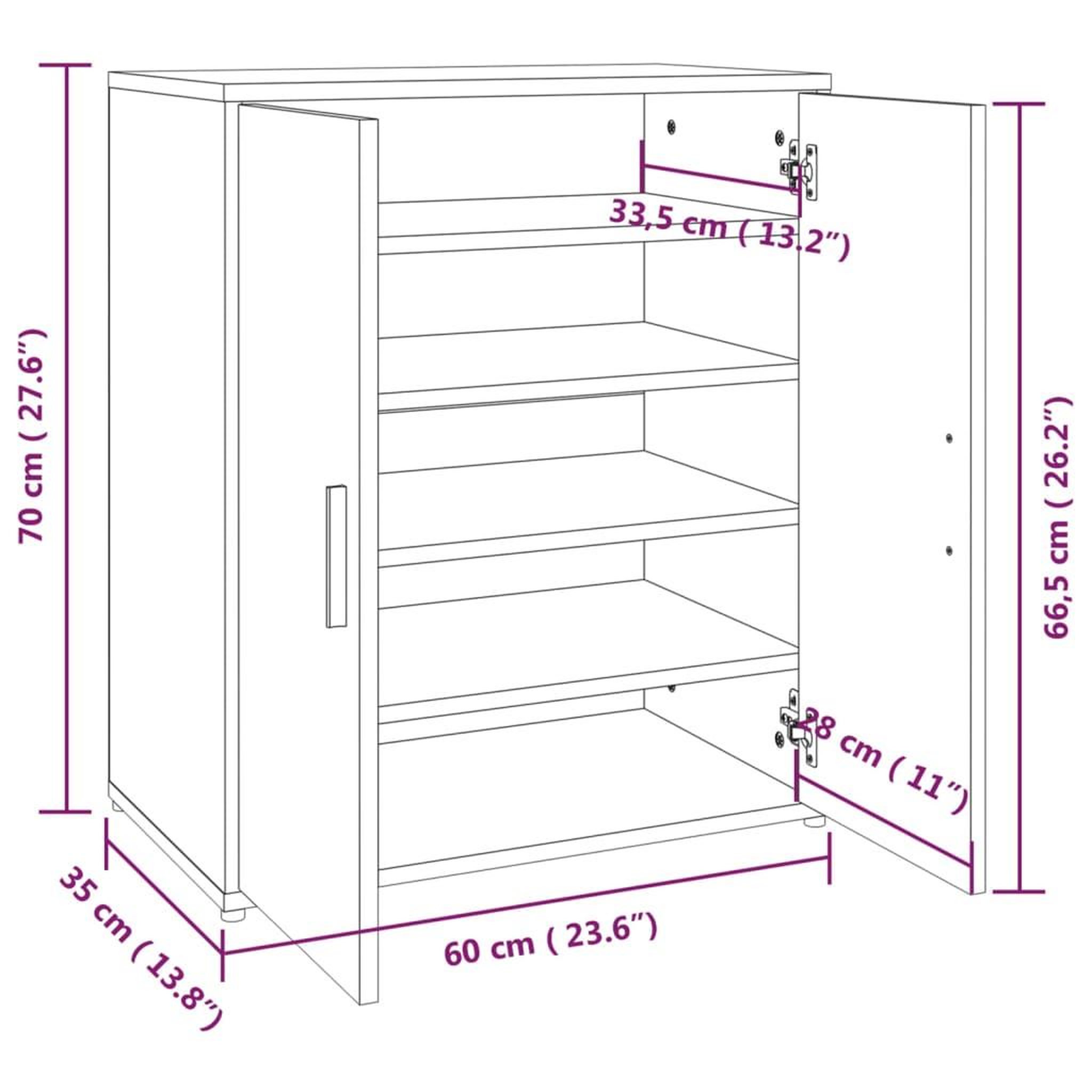 Voir la diapositive 6 : VIDAXL Meuble a chaussures Chene fume 60x35x70 cm Bois d'ingenierie