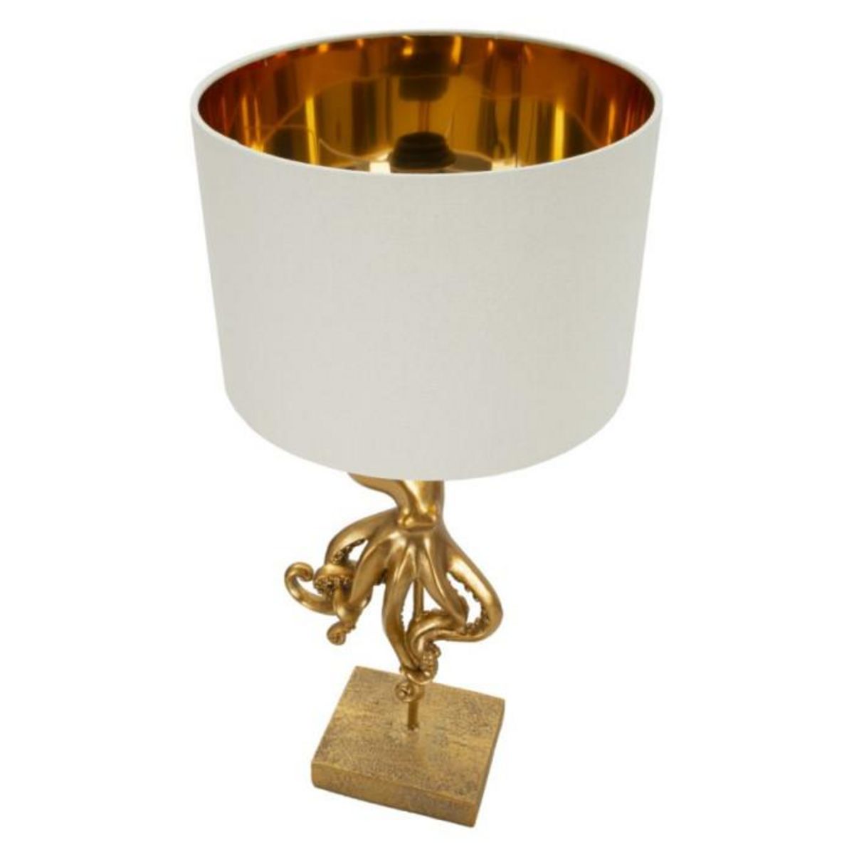 Paris Prix Lampe à Poser en Résine  Pieuvre  64cm Or & Blanc