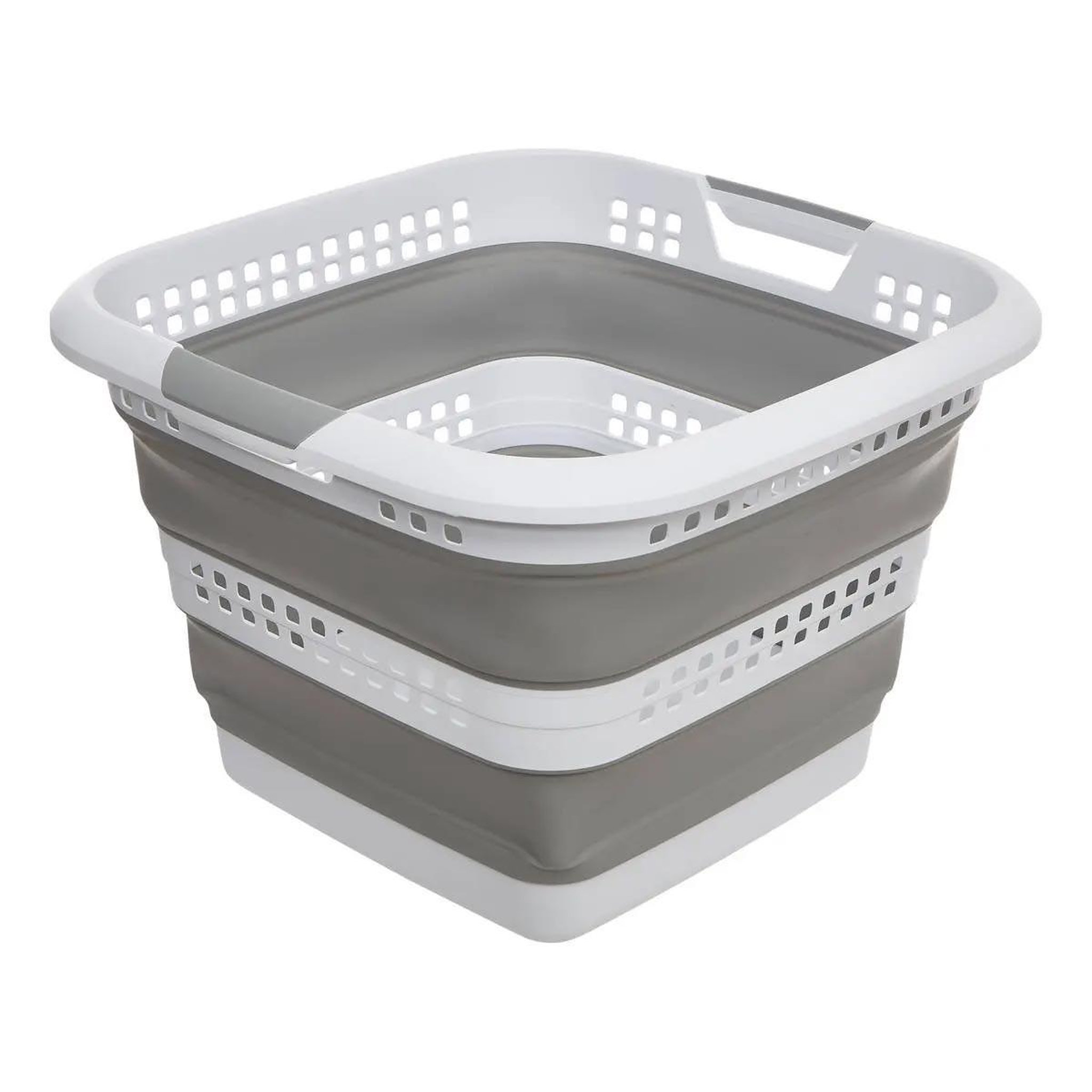 FIVE Corbeille à linge  rétractable  40l blanc & gris