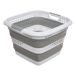 FIVE Corbeille à Linge  Rétractable  40L Blanc & Gris