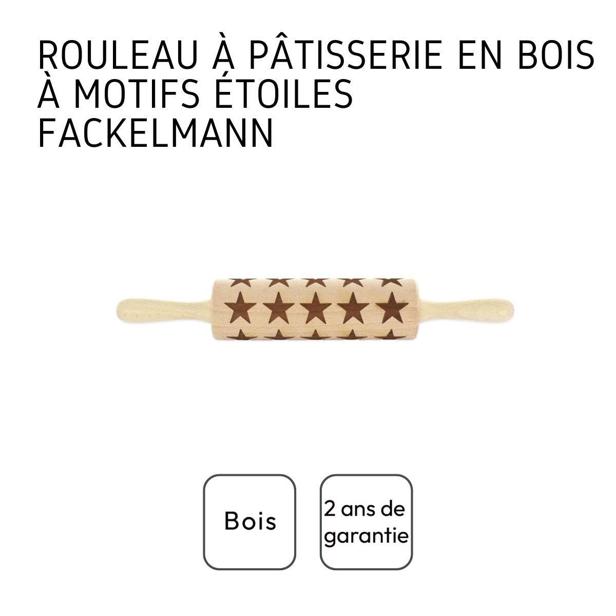Fackelmann Rouleau à pâtisserie en bois motif étoiles 40 cm Fackelmann Noël