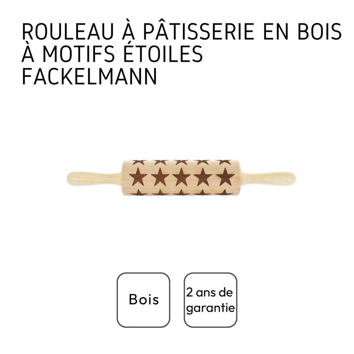 Fackelmann Rouleau à pâtisserie en bois motif étoiles 40 cm Fackelmann Noël
