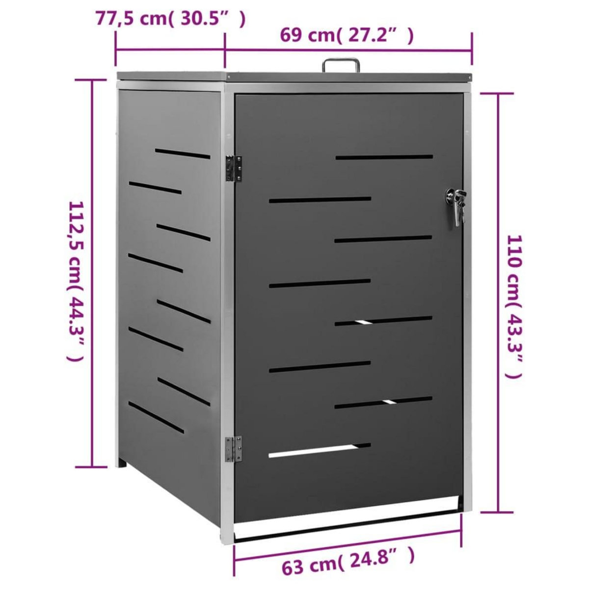 VIDAXL Abri pour poubelle 69x77,5x112,5 cm Inox