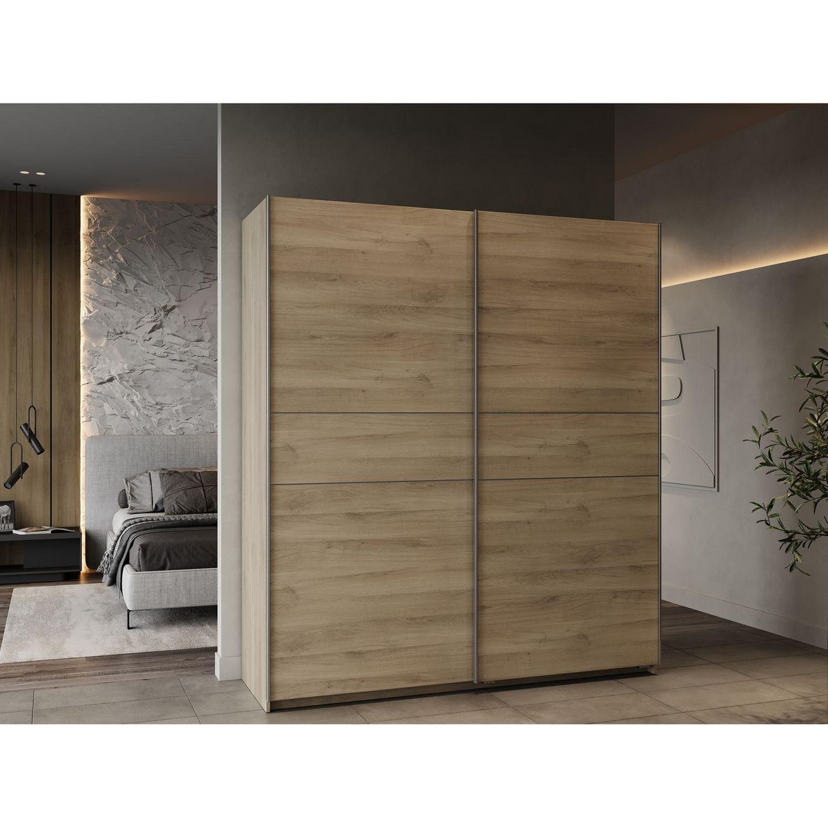 Armoire 2 portes coulissantes L180 cm THIBAULT