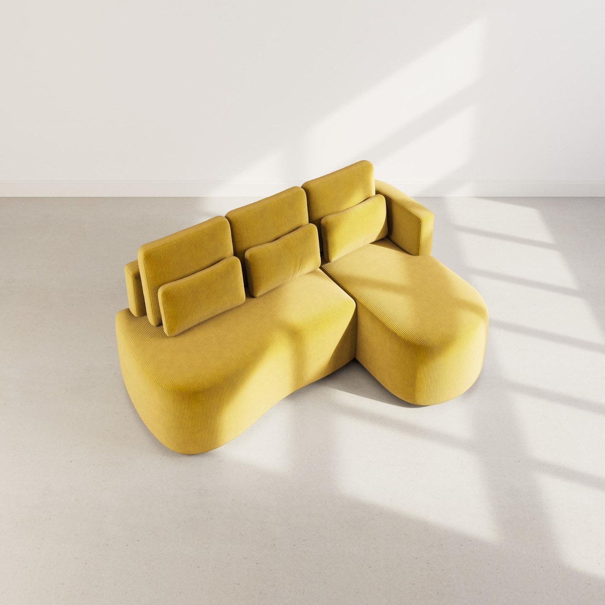 LISA DESIGN Mahina - canapé d'angle droit 4 places convertible avec coffre en velours côtelé