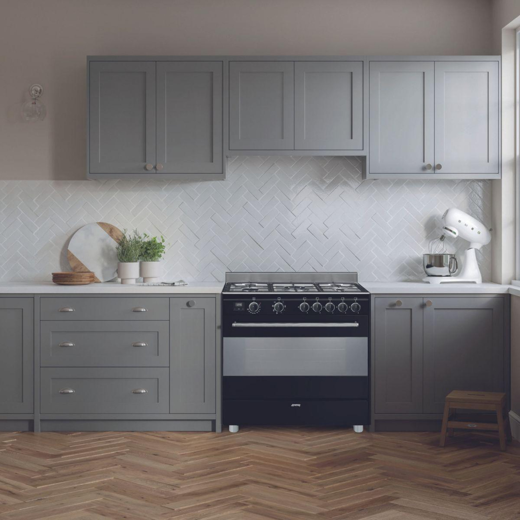 Voir la diapositive 4 : SMEG Piano de cuisson gaz bg91n2