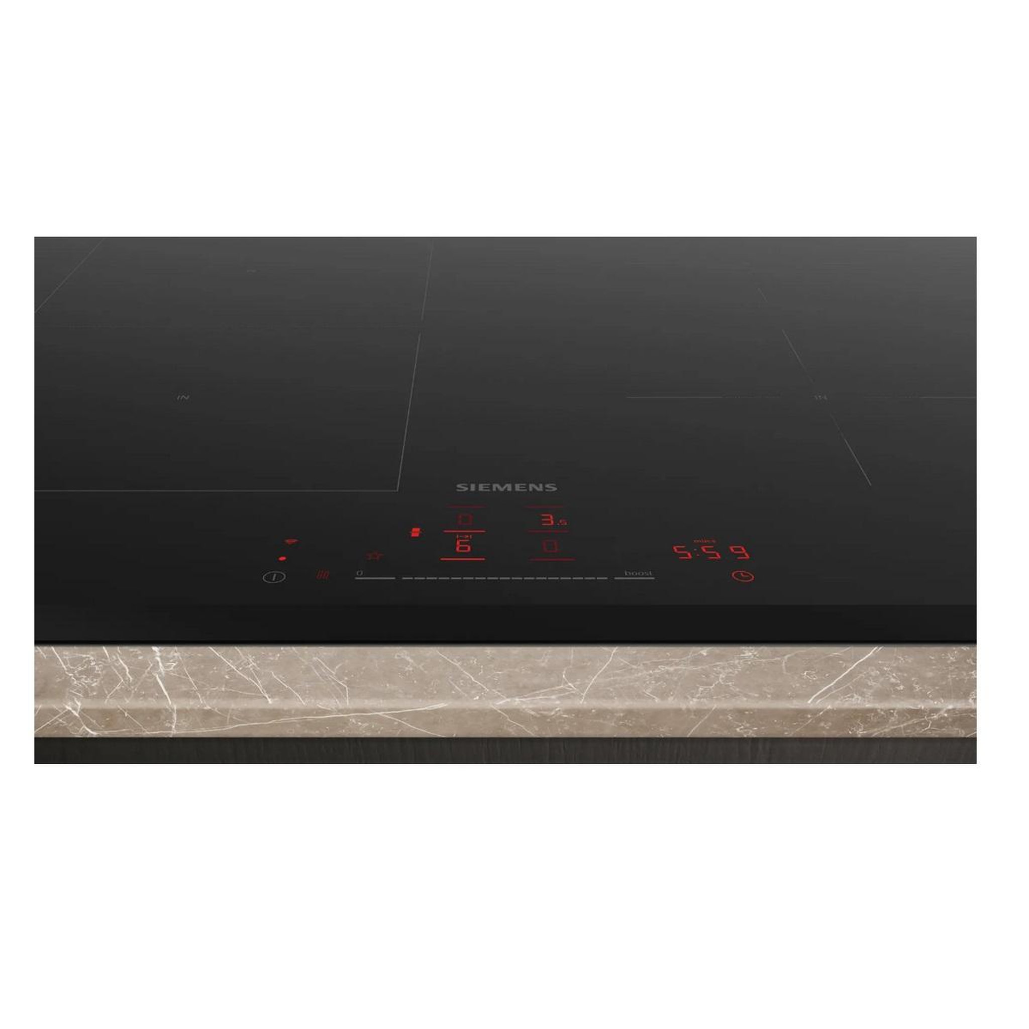 Voir la diapositive 3 : Siemens Table de cuisson à induction 71cm 4 feux 7400w noir - ED751HSB1E