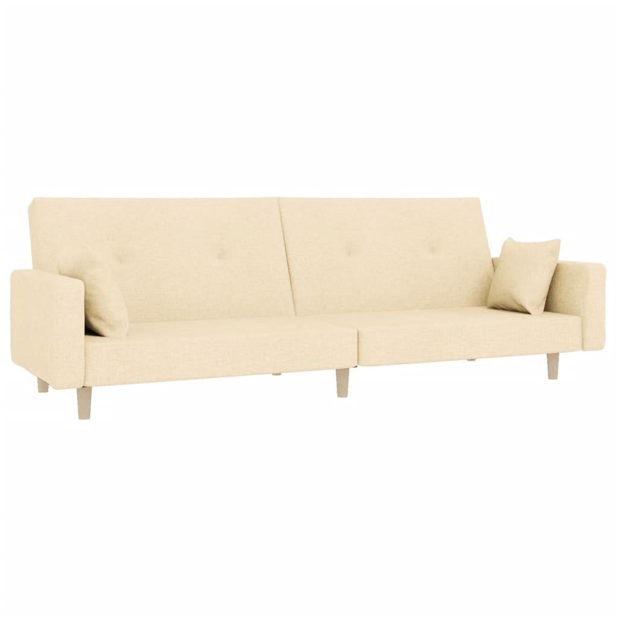 Voir la diapositive 2 : VIDAXL Canape-lit a 2 places avec deux oreillers creme tissu