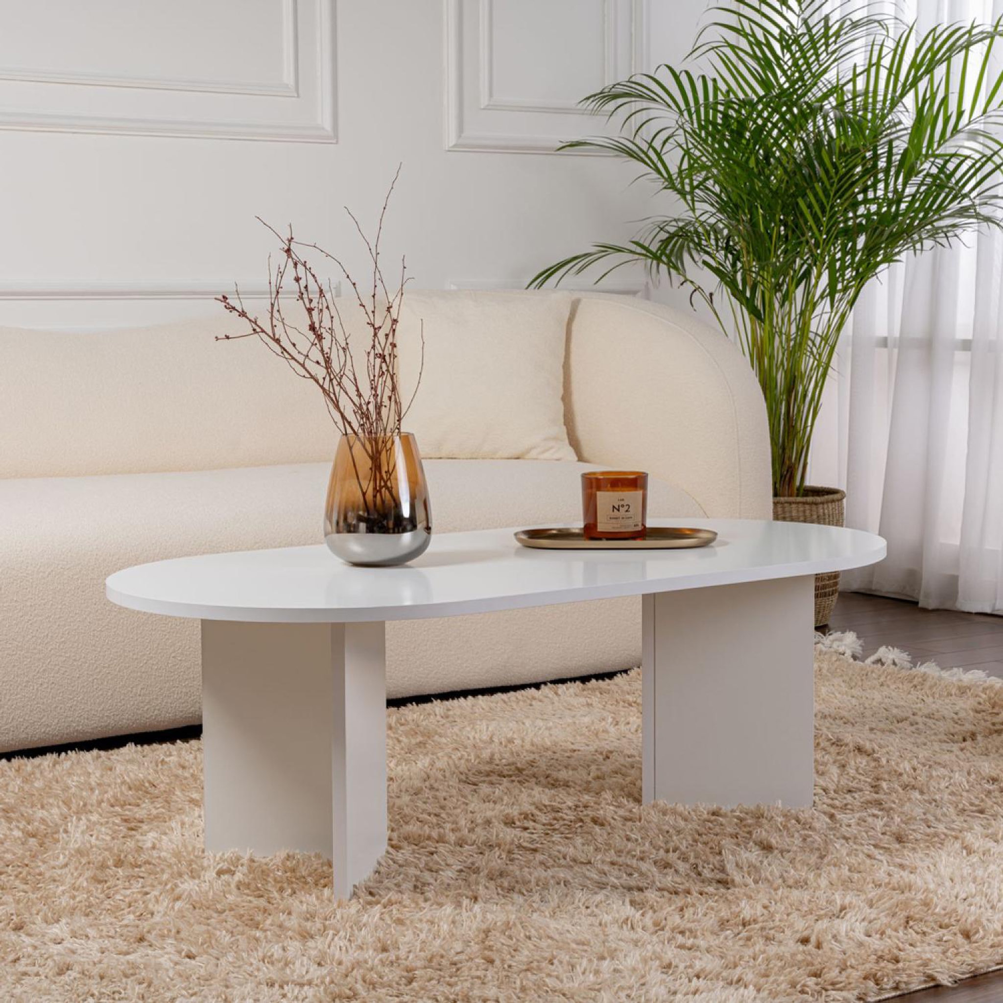 Voir la diapositive 2 : CONCEPT USINE Table basse ovale blanche 119x60cm azos