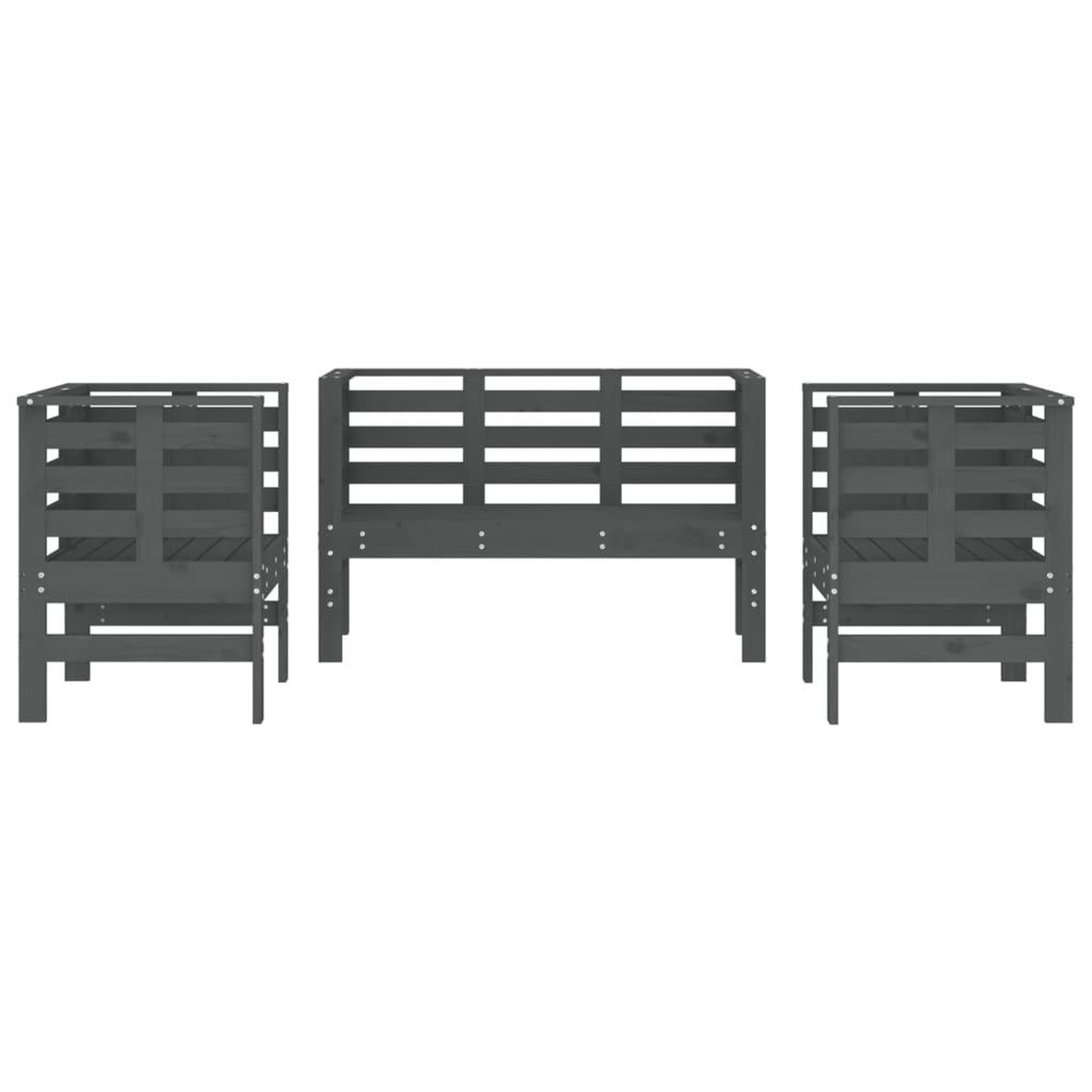 Voir la diapositive 5 : VIDAXL Salon de jardin 3 pcs gris bois massif de pin