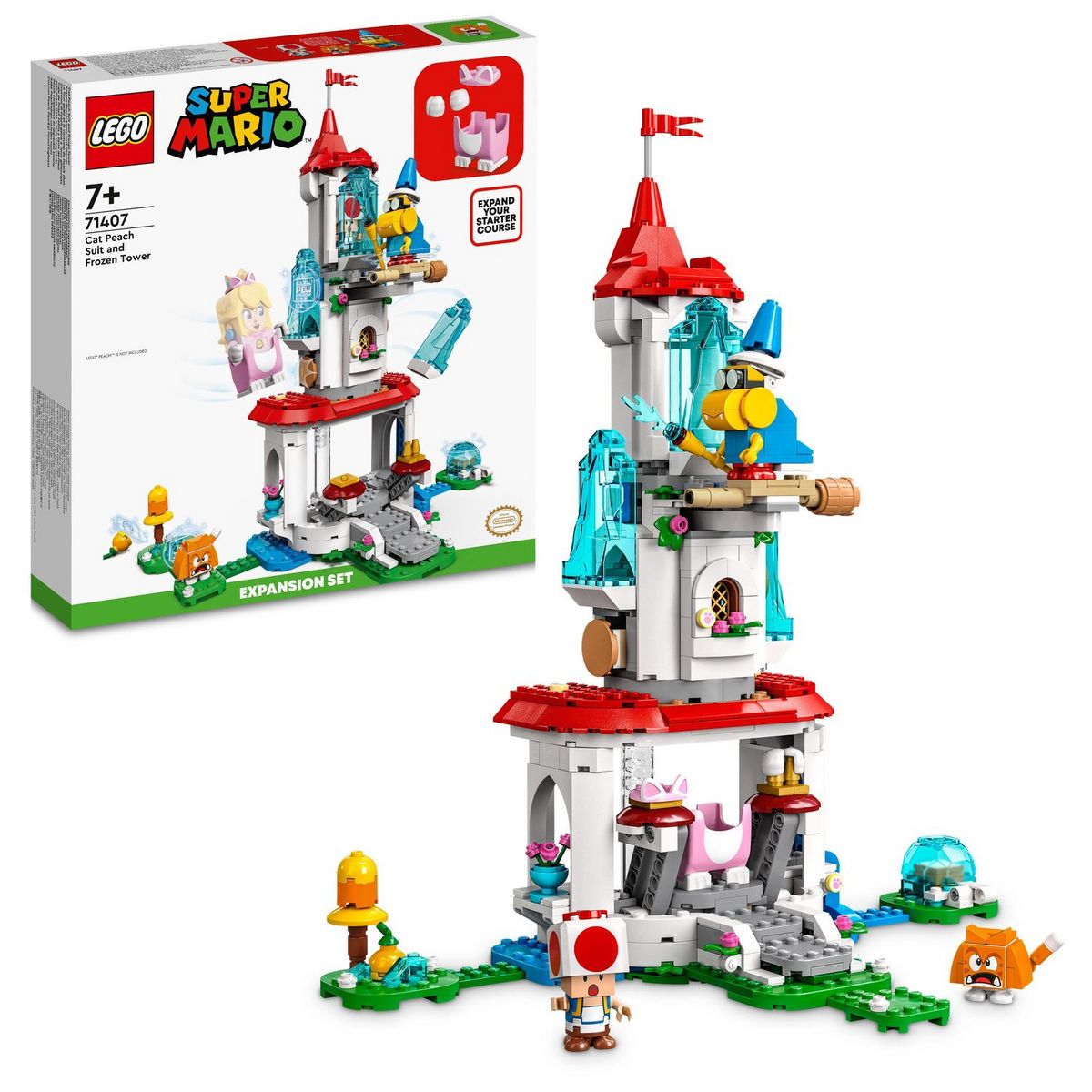 LEGO Super Mario 71407 Ensemble d&rsquo;Extension La Tour Gelée et le Costume de Peach Chat, Jouet