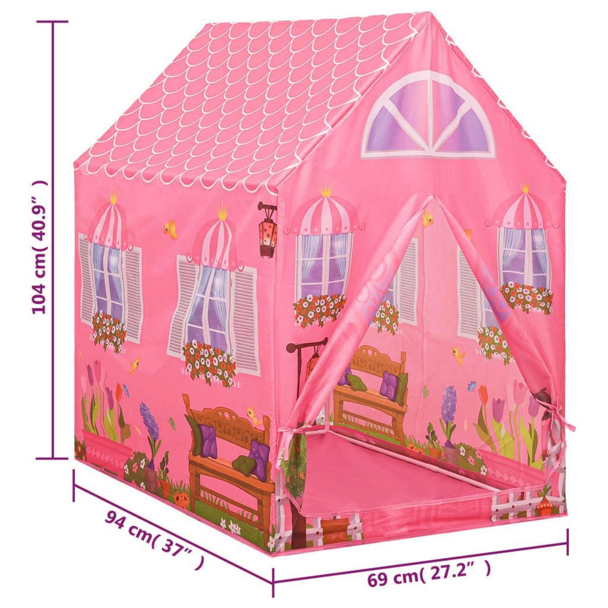 VIDAXL Tente de jeu pour enfants avec 250 balles Rose 69x94x104 cm