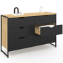 Voir la diapositive 4 : ID MARKET Commode 6 tiroirs noirs BOSTON 115 cm design industriel