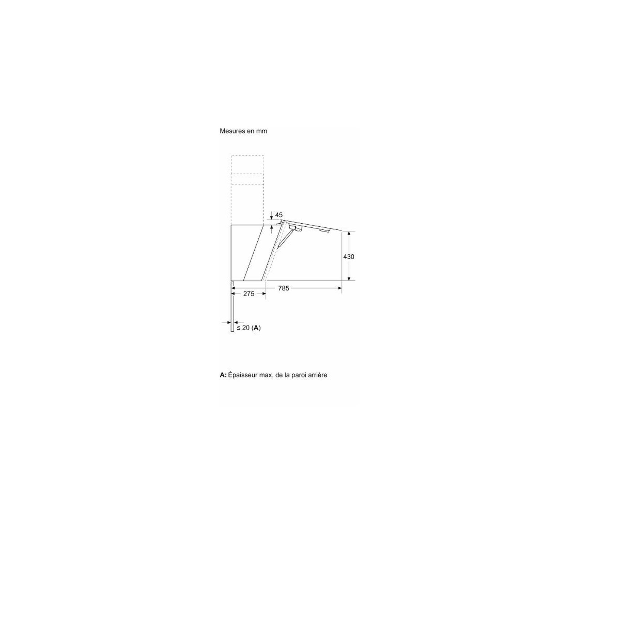 Voir la diapositive 3 : Siemens Hotte décorative inclinée 80cm 51db 432m3/h blanc - lc81kan20